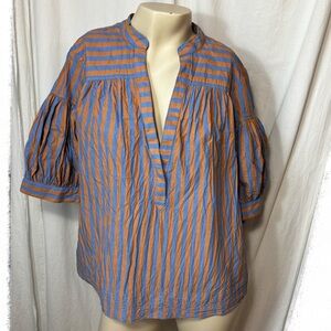 Anthropologie Darcy Popover Swing top striped orange blue medium